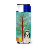 Caroline'S Treasures Bb4213Muk Merry Christmas Tree Shih Tzu Black White Michelob Ultra Hugger For Slim Cans, Multicolor