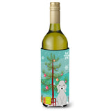 Caroline'S Treasures Bb4215Literk Merry Christmas Tree Bedlington Terrier Blue Wine Bottle Beverage Insulator Hugger, 750Ml, M