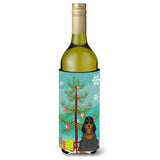 Caroline'S Treasures Bb4218Literk Merry Christmas Tree Cocker Spaniel Black Tan Wine Bottle Beverage Insulator Hugger, 750Ml,