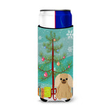 Caroline'S Treasures Bb4229Muk Merry Christmas Tree Pekingese Fawn Sable Michelob Ultra Hugger For Slim Cans, Multicolor