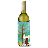 Caroline'S Treasures Bb4238Literk Merry Christmas Tree Chinese Crested Cream Wine Bottle Beverage Insulator Hugger, 750Ml, Mul