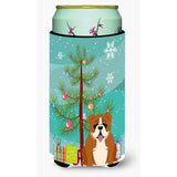 Caroline'S Treasures Merry Christmas Tree English Bulldog Red White Tall Boy Beverage Insulator Hugger Bb4245Tbc, Multicolor