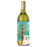 Caroline'S Treasures Bb4248Literk Merry Christmas Tree English Bulldog White Wine Bottle Beverage Insulator Hugger, 750Ml, Mul