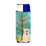Caroline'S Treasures Bb4248Muk Merry Christmas Tree English Bulldog White Michelob Ultra Hugger For Slim Cans, Multicolor