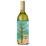 Caroline'S Treasures Bb4249Literk Merry Christmas Tree English Bulldog Fawn Wine Bottle Beverage Insulator Hugger, 750Ml, Mult