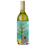 Caroline'S Treasures Bb4264Literk Merry Christmas Tree Chow Chow Blue Wine Bottle Beverage Insulator Hugger, 750Ml, Multicolor