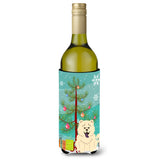 Caroline'S Treasures Bb4265Literk Merry Christmas Tree Chow Chow White Wine Bottle Beverage Insulator Hugger, 750Ml, Multicolo