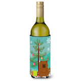 Caroline'S Treasures Bb4267Literk Merry Christmas Tree Chow Chow Red Wine Bottle Beverage Insulator Hugger, 750Ml, Multicolor,