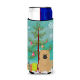 Caroline'S Treasures Bb4269Muk Merry Christmas Tree Chow Chow Cream Michelob Ultra Hugger For Slim Cans, Multicolor