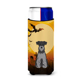 Caroline'S Treasures Bb4318Muk Halloween Miniature Schnauzer Black Silver Michelob Ultra Hugger For Slim Cans, Multicolor