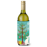 Caroline'S Treasures Foreign White Cat Merry Christmas Tree Wine Bottle Beverage Insulator Hugger, 750 Ml, Multicolor