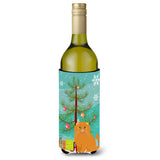 Caroline'S Treasures Scottish Fold Cat Merry Christmas Tree Wine Bottle Beverage Insulator Hugger, 750 Ml, Multicolor