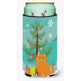 Caroline'S Treasures Scottish Fold Cat Merry Christmas Tree Tall Boy Beverage Insulator Hugger, Multicolor