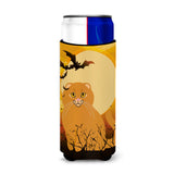 Caroline'S Treasures Halloween Scottish Fold Cat Michelob Ultra Hugger For Slim Cans, Slim Can, Multicolor