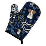 Caroline'S Treasures Blue Flowers Jack Russell Terrier, Large, Multicolor Oven Mitt