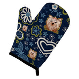 Caroline'S Treasures Blue Flowers Yorkie Yorkishire Terrier, Large, Multicolor Oven Mitt