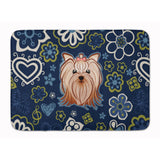 Caroline'S Treasures Blue Flowers Yorkie Yorkishire Terrier Floor Mat, 19 X 27, Multicolor