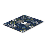 Blue Flowers Schnauzer Mouse Pad, Hot Pad Or Trivet