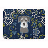 Caroline'S Treasures Blue Flowers Schnauzer Floor Mat, 19 X 27, Multicolor