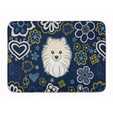 Caroline'S Treasures Blue Flowers Pomeranian Floor Mat, 19 X 27, Multicolor