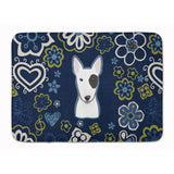 Caroline'S Treasures Blue Flowers Bull Terrier Floor Mat, 19 X 27, Multicolor