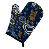 Caroline'S Treasures Blue Flowers German Shepherd, Large, Multicolor Oven Mitt