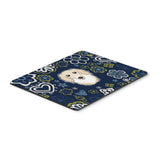 Blue Flowers Longhair Creme Dachshund Mouse Pad, Hot Pad Or Trivet