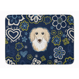 Caroline'S Treasures Blue Flowers Longhair Creme Dachshund Floor Mat, 19 X 27, Multicolor