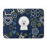 Caroline'S Treasures Blue Flowers Bichon Frise Floor Mat, 19 X 27, Multicolor
