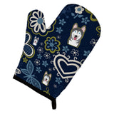 Caroline'S Treasures Blue Flowers Alaskan Malamute, Large, Multicolor Oven Mitt