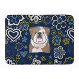 Caroline'S Treasures Blue Flowers English Bulldog Floor Mat, 19 X 27, Multicolor