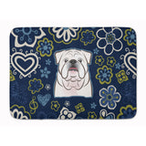 Caroline'S Treasures Blue Flowers White English Bulldog Floor Mat, 19 X 27, Multicolor