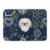 Caroline'S Treasures Blue Flowers Pekingese Floor Mat, 19 X 27, Multicolor