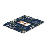 Blue Flowers Shiba Inu Mouse Pad, Hot Pad Or Trivet