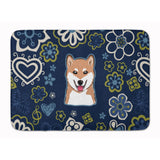 Caroline'S Treasures Blue Flowers Shiba Inu Floor Mat, 19 X 27, Multicolor