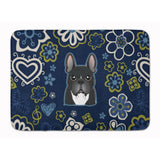 Caroline'S Treasures Blue Flowers French Bulldog Floor Mat, 19 X 27, Multicolor