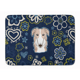 Caroline'S Treasures Blue Flowers Borzoi Floor Mat, 19 X 27, Multicolor