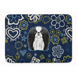 Caroline'S Treasures Blue Flowers Japanese Chin Floor Mat, 19 X 27, Multicolor