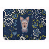 Caroline'S Treasures Blue Flowers Yorkie Puppy Floor Mat, 19 X 27, Multicolor