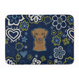 Caroline'S Treasures Blue Flowers Chocolate Labrador Floor Mat, 19 X 27, Multicolor