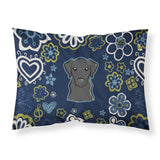 Blue Flowers Black Labrador Fabric Standard Pillowcase
