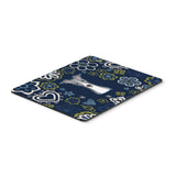 Blue Flowers Italian Greyhound Mouse Pad, Hot Pad Or Trivet