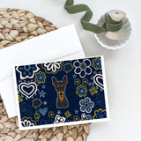 Blue Flowers Min Pin Greeting Cards And Envelopes Pack Of 8