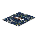 Blue Flowers Basset Hound Mouse Pad, Hot Pad Or Trivet