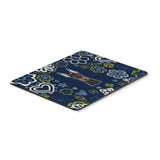 Blue Flowers Doberman Pinscher Mouse Pad, Hot Pad Or Trivet