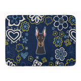 Caroline'S Treasures Blue Flowers Doberman Pinscher Floor Mat, 19 X 27, Multicolor