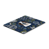 Blue Flowers Saint Bernard Mouse Pad, Hot Pad Or Trivet