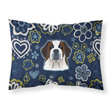 Blue Flowers Saint Bernard Fabric Standard Pillowcase