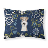 Blue Flowers Wire Haired Fox Terrier Fabric Standard Pillowcase