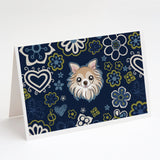 Blue Flowers Chihuahua Greeting Cards And Envelopes Pack Of 8